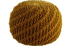 Habitat Knot Mustard Knitted Round Pouf Footstool